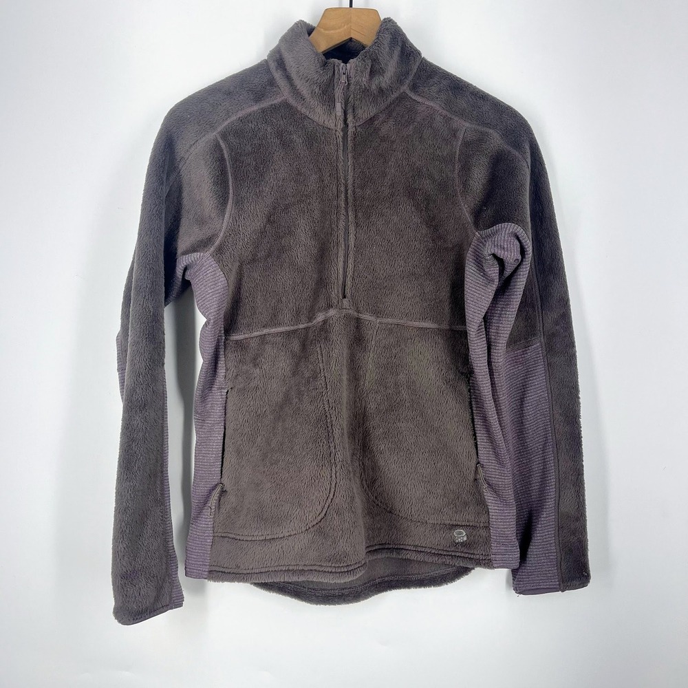 Mountain Hardwear Monkey Woman Fleece‎ Pullover 1/4 Zip Purple Grid S